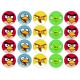 TAngr1 set 20 caketoppers mini discuri din vafa gata decupate cu Angry birds D5cm